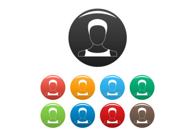 Man user icons set collection circle