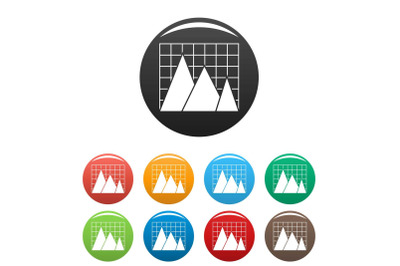 Business chart icons set collection circle