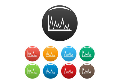 Finance graph icons set collection circle