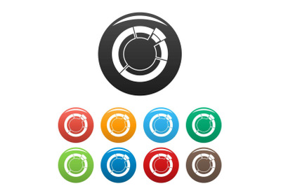 Circle chart icons set collection circle