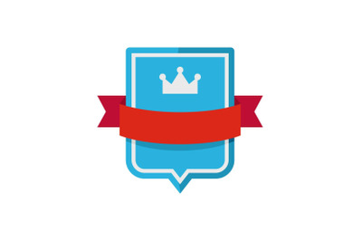 Badge emperor icon, flat style