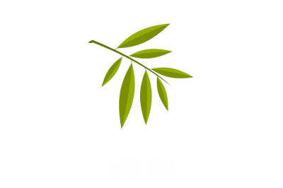 Willow leaf icon, flat style