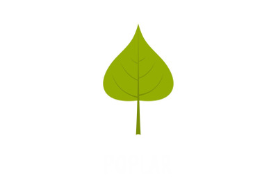 Poplar leaf icon, flat style