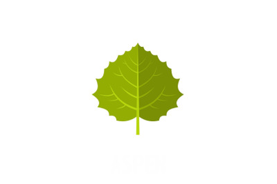 Aspen leaf icon, flat style