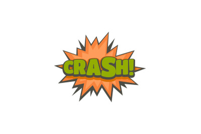 Comic boom crash icon, flat style