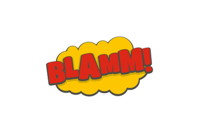 Comic boom blamm icon, flat style