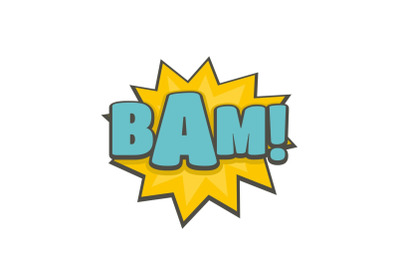 Comic boom bam icon, flat style