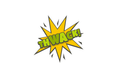 Comic boom thwack icon, flat style