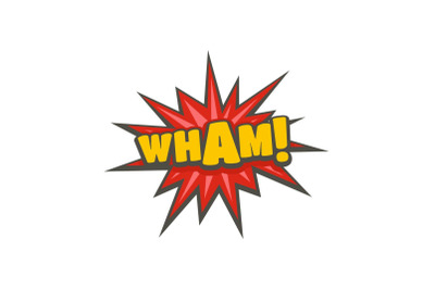 Comic boom wham icon, flat style