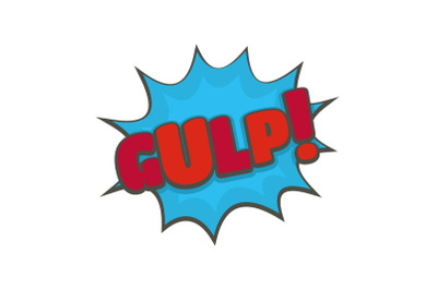 Comic boom gulp icon, flat style
