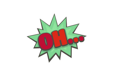 Comic boom oh icon, flat style