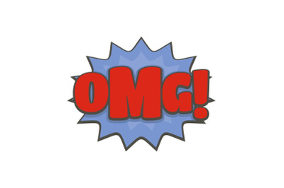 Comic boom omg icon, flat style