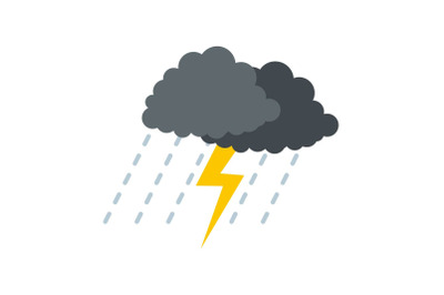 Cloud thunder icon, flat style