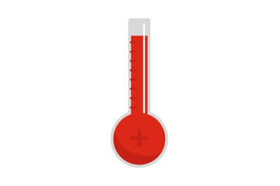 Thermometer warmly icon, flat style