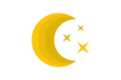 Moon night icon, flat style