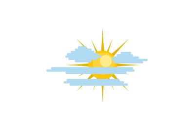 Cloudy sun icon, flat style