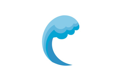 Wave water ocean icon, flat style