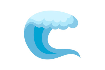 Wave water sea icon, flat style