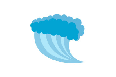 Wave water blue icon, flat style