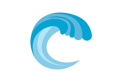 Wave water nature icon, flat style