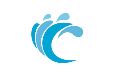 Wave water composition icon, flat style