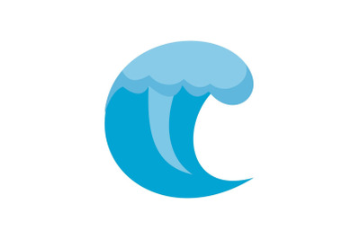 Wave water scene icon, flat style