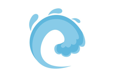 Wave water tsunami icon, flat style