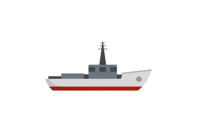 Ship fishing icon, flat style