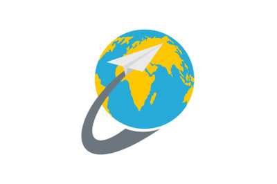 Around the world icon, flat style.