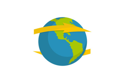 Wind on earth icon, flat style.