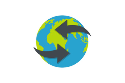 Moving earth icon, flat style.