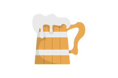 Big beer mug icon, flat style.