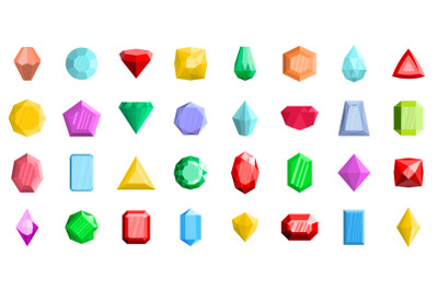 Jewel icons set, flat style