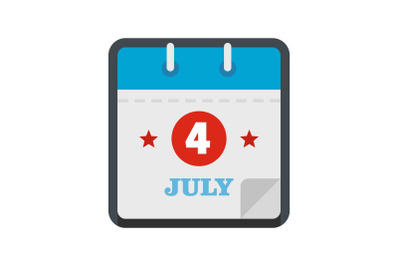 Calendar fourth july icon, flat style