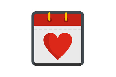 Calendar valentine day icon, flat style