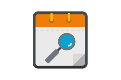 Calendar search icon, flat style