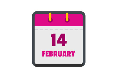 Calendar fourteenth february icon, flat style