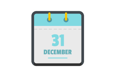 Calendar thirty first december icon, flat style