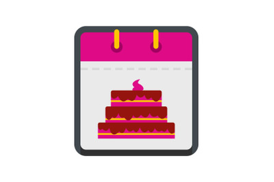 Calendar birthday icon, flat style