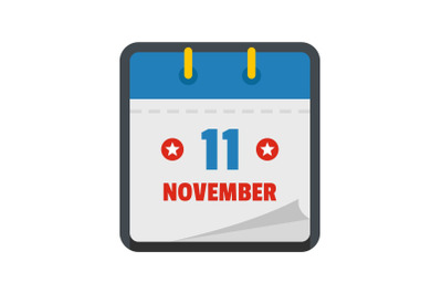 Calendar eleventh november icon, flat style