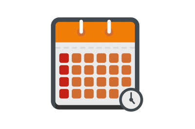 Calendar time icon, flat style