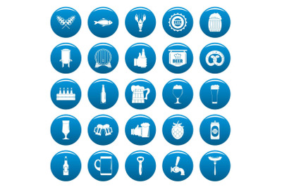 Beer vector icons set blue, simple style