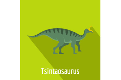 Tsintaosaurus icon, flat style.