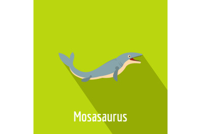 Mosasaurus icon, flat style.