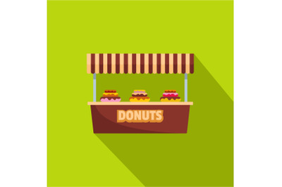 Donuts selling icon, flat style.