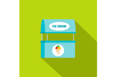 Ice creme selling icon, flat style.