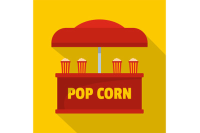 Pop corn selling icon, flat style.