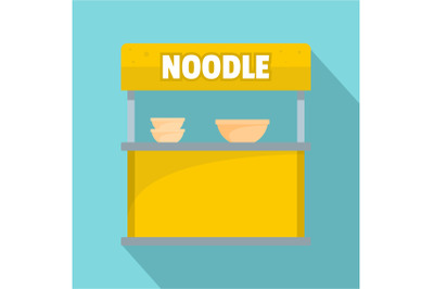 Noodle selling icon, flat style.