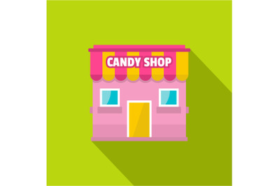 Candy shop icon, flat style.