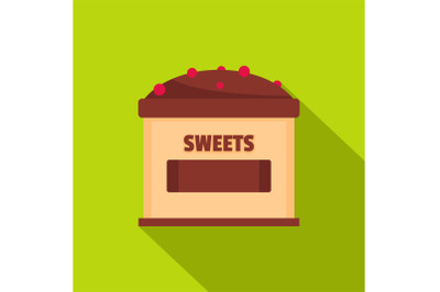 Sweets selling icon, flat style.